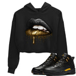 Jordan 12 Black Taxi Sneaker Match Tees Dripping Lips Sneaker Tees Jordan 12 Black Taxi Sneaker Release Tees Women's Shirts