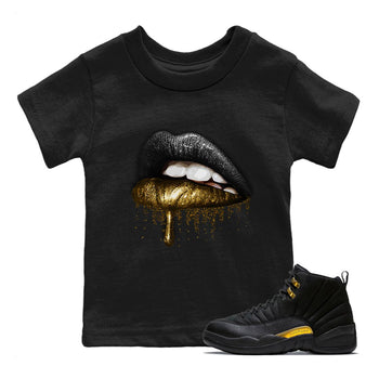 Jordan 12 Black Taxi Sneaker Match Tees Dripping Lips Sneaker Tees Jordan 12 Black Taxi Sneaker Release Tees Kids Shirts