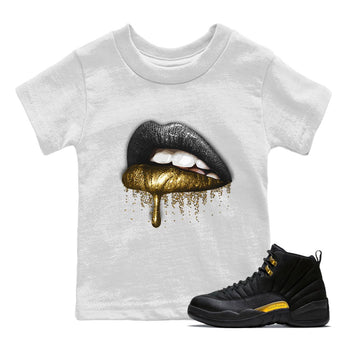 Jordan 12 Black Taxi Sneaker Match Tees Dripping Lips Sneaker Tees Jordan 12 Black Taxi Sneaker Release Tees Kids Shirts