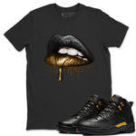 Jordan 12 Black Taxi Sneaker Match Tees Dripping Lips Sneaker Tees Jordan 12 Black Taxi Sneaker Release Tees Unisex Shirts
