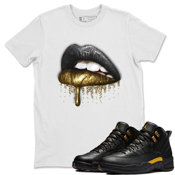Jordan 12 Black Taxi Sneaker Match Tees Dripping Lips Sneaker Tees Jordan 12 Black Taxi Sneaker Release Tees Unisex Shirts
