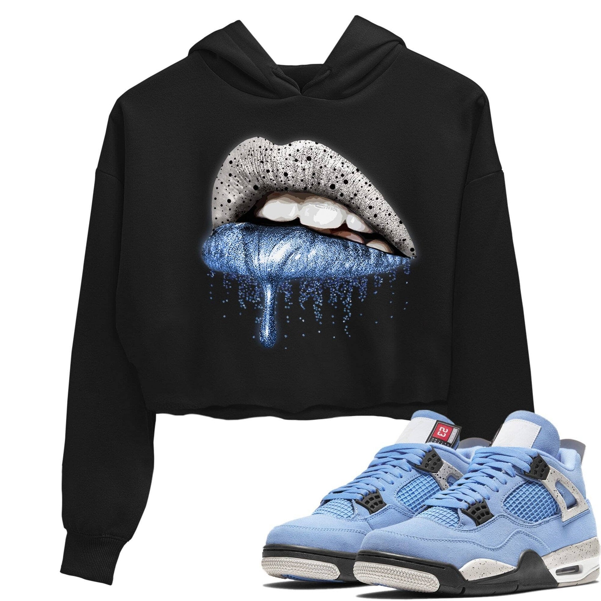 Jordan 4 University Blue Sneaker Match Tees Dripping Lips Sneaker Tees Jordan 4 University Blue Sneaker Release Tees Women's Shirts