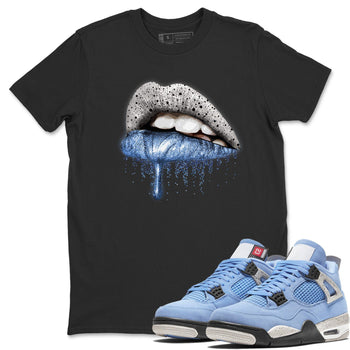 Jordan 4 University Blue Sneaker Match Tees Dripping Lips Sneaker Tees Jordan 4 University Blue Sneaker Release Tees Unisex Shirts