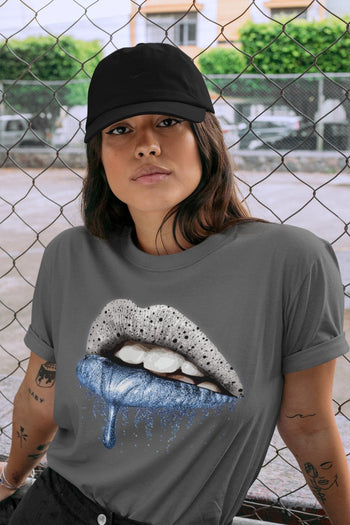 Jordan 4 University Blue Sneaker Match Tees Dripping Lips Sneaker Tees Jordan 4 University Blue Sneaker Release Tees Unisex Shirts