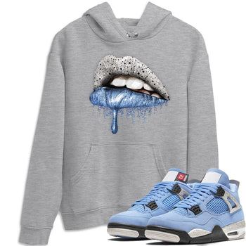Jordan 4 University Blue Sneaker Match Tees Dripping Lips Sneaker Tees Jordan 4 University Blue Sneaker Release Tees Unisex Shirts