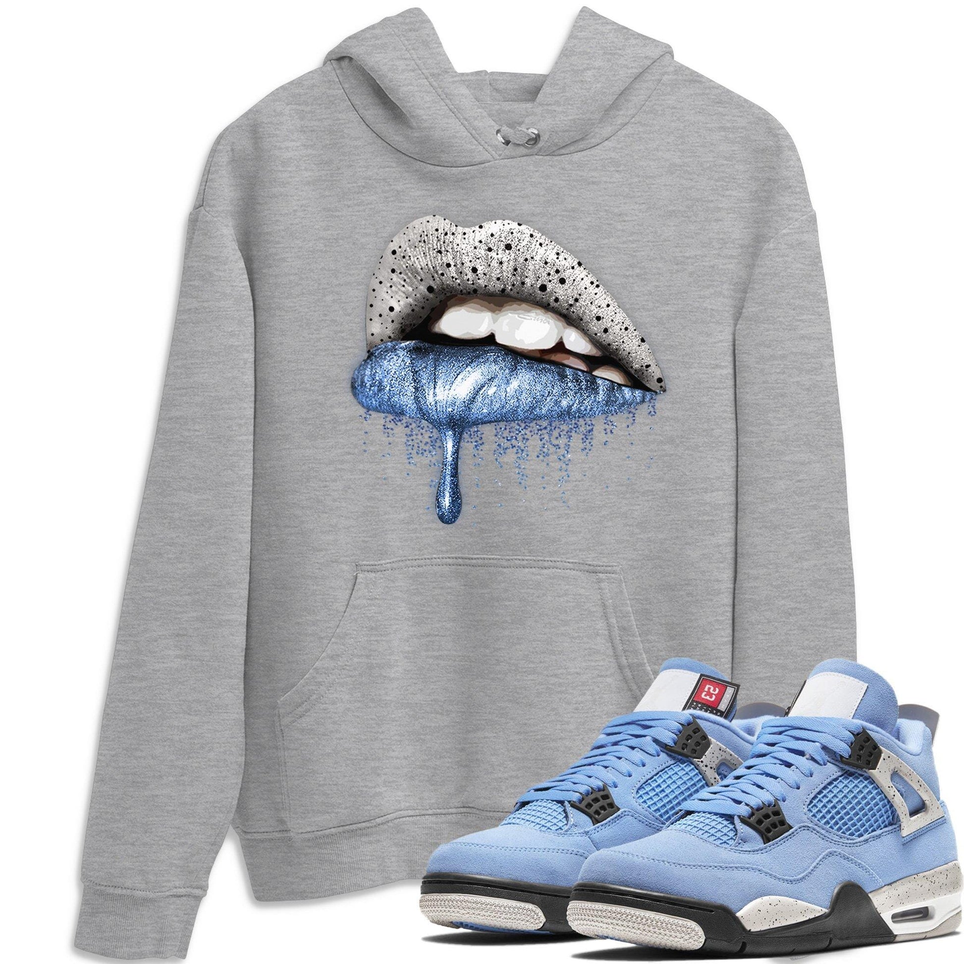 Jordan 4 University Blue Sneaker Match Tees Dripping Lips Sneaker Tees Jordan 4 University Blue Sneaker Release Tees Unisex Shirts