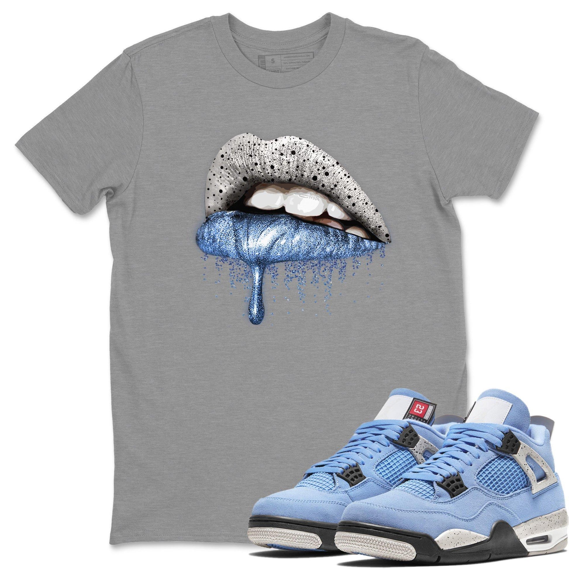 Jordan 4 University Blue Sneaker Match Tees Dripping Lips Sneaker Tees Jordan 4 University Blue Sneaker Release Tees Unisex Shirts