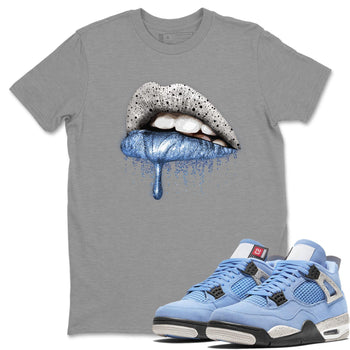 Jordan 4 University Blue Sneaker Match Tees Dripping Lips Sneaker Tees Jordan 4 University Blue Sneaker Release Tees Unisex Shirts