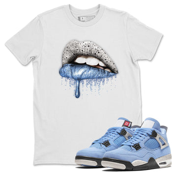 Jordan 4 University Blue Sneaker Match Tees Dripping Lips Sneaker Tees Jordan 4 University Blue Sneaker Release Tees Unisex Shirts