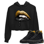 Jordan 9 University Gold Sneaker Match Tees Dripping Lips Sneaker Tees Jordan 9 University Gold Sneaker Release Tees Women's Shirts