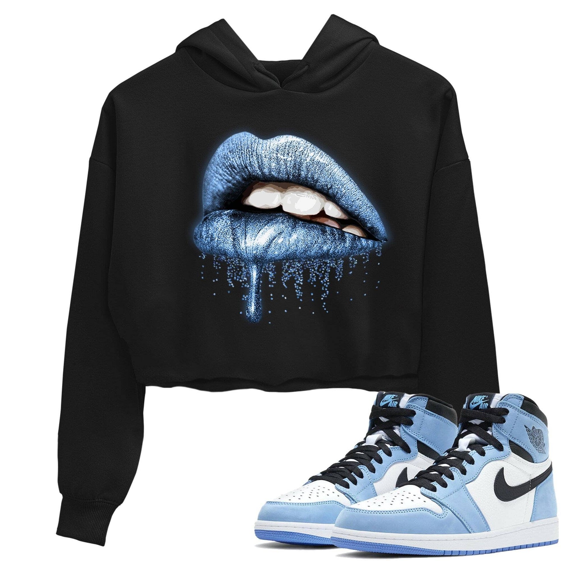 Jordan 1 University Blue Sneaker Match Tees Dripping Lips Sneaker Tees Jordan 1 University Blue Sneaker Release Tees Women's Shirts