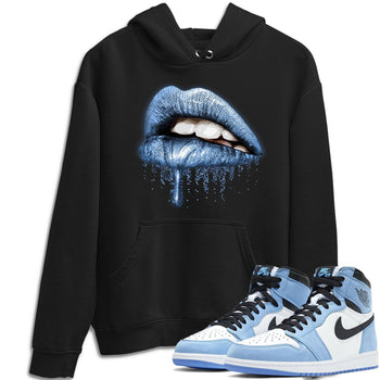 Jordan 1 University Blue Sneaker Match Tees Dripping Lips Sneaker Tees Jordan 1 University Blue Sneaker Release Tees Unisex Shirts