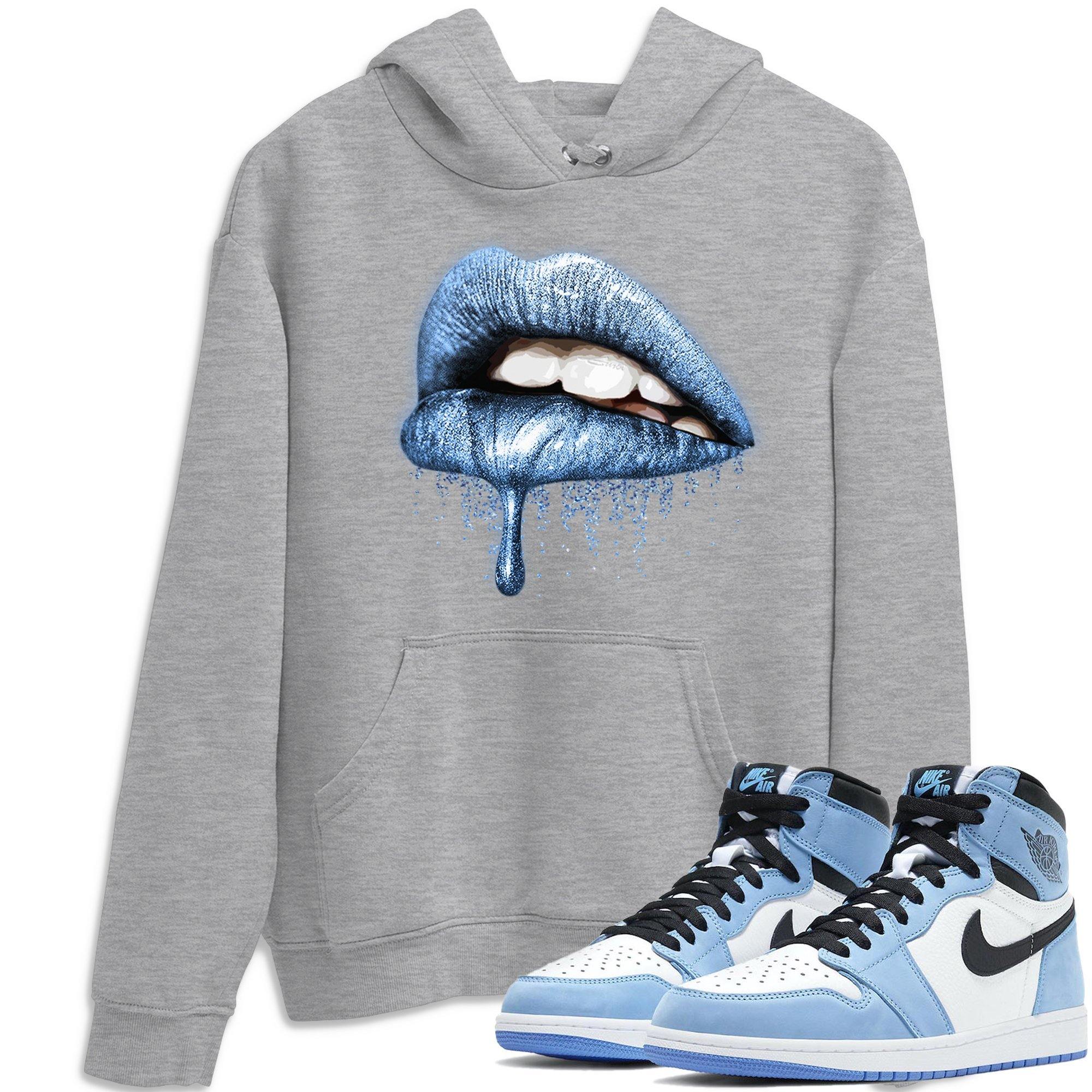 Jordan 1 University Blue Sneaker Match Tees Dripping Lips Sneaker Tees Jordan 1 University Blue Sneaker Release Tees Unisex Shirts