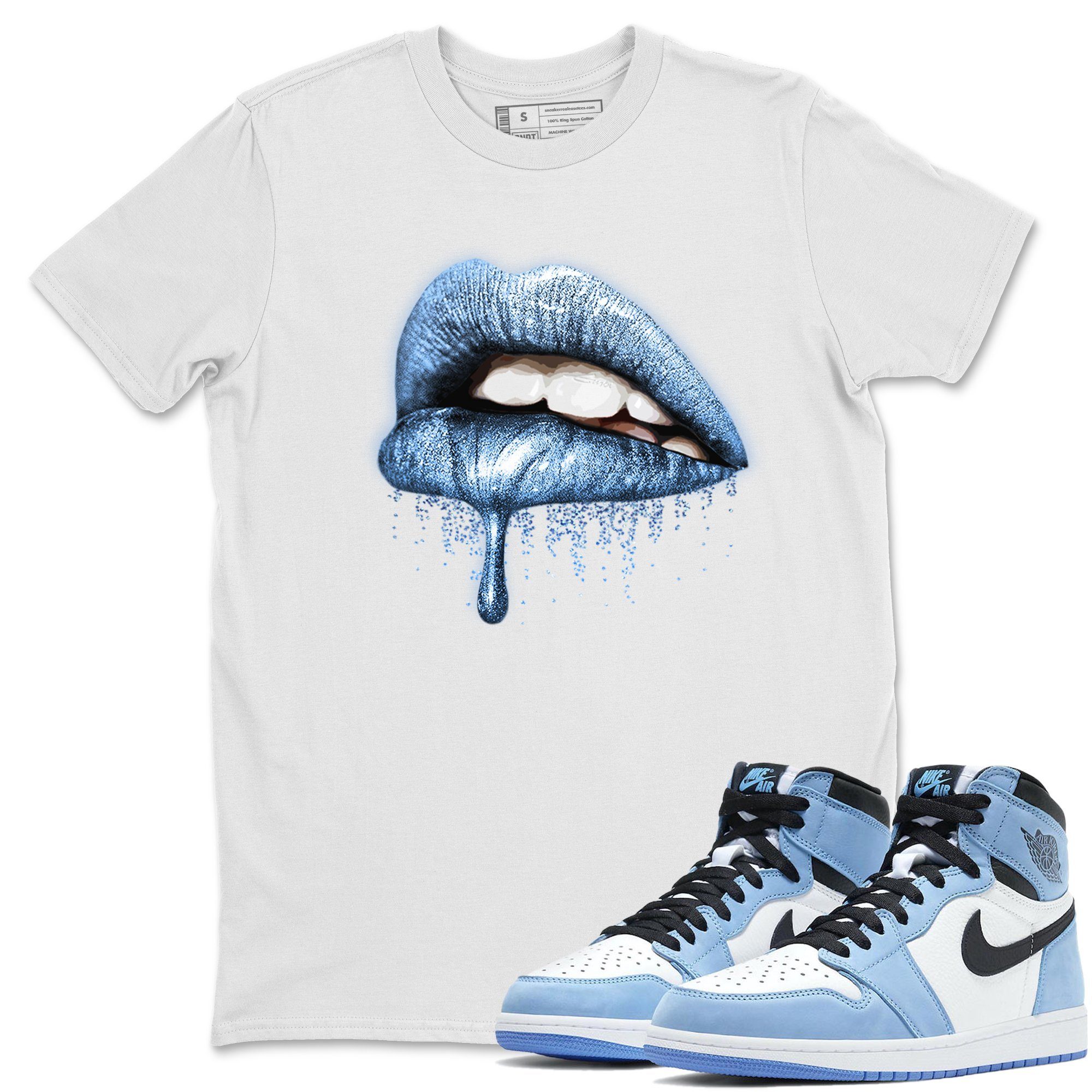 Tee shirt to match Air Jordan 1 University Blue sneaker. 2024 KNC USA