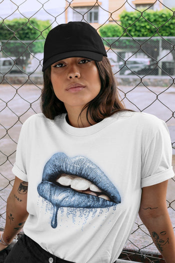 Jordan 1 University Blue Sneaker Match Tees Dripping Lips Sneaker Tees Jordan 1 University Blue Sneaker Release Tees Unisex Shirts
