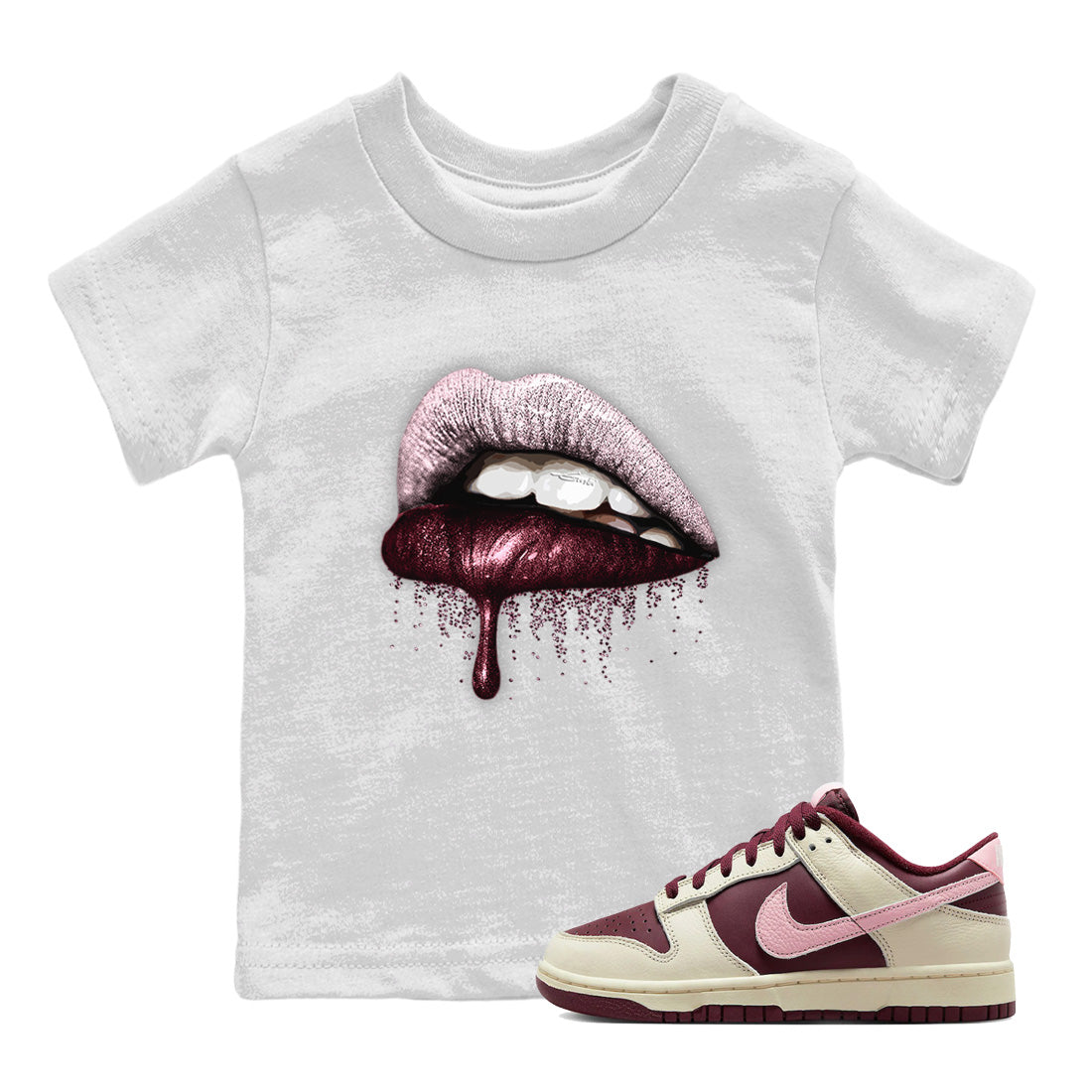 Dunk Valentines Day Sneaker Match Tees Dripping Lips Sneaker Tees Nike Dunk Valentine's Day Sneaker SNRT Sneaker Tees Kids Shirts