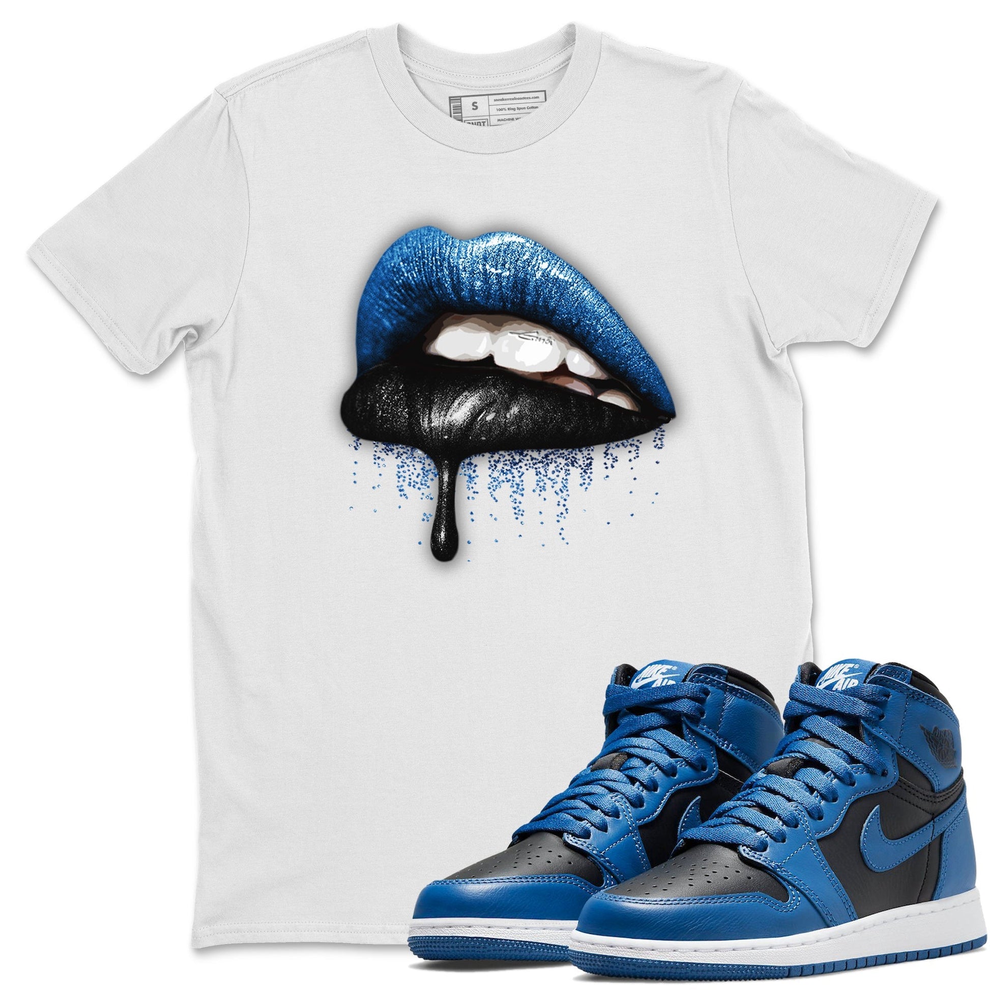 Jordan 1 Dark Marina Blue Sneaker Match Tees Dripping Lips Sneaker Tees Jordan 1 Dark Marina Blue Sneaker Release Tees Unisex Shirts