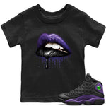 Jordan 13 Court Purple Sneaker Match Tees Dripping Lips Sneaker Tees Jordan 13 Court Purple Sneaker Release Tees Kids Shirts