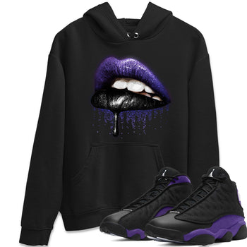 Jordan 13 Court Purple Sneaker Match Tees Dripping Lips Sneaker Tees Jordan 13 Court Purple Sneaker Release Tees Unisex Shirts