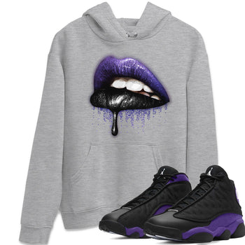 Jordan 13 Court Purple Sneaker Match Tees Dripping Lips Sneaker Tees Jordan 13 Court Purple Sneaker Release Tees Unisex Shirts