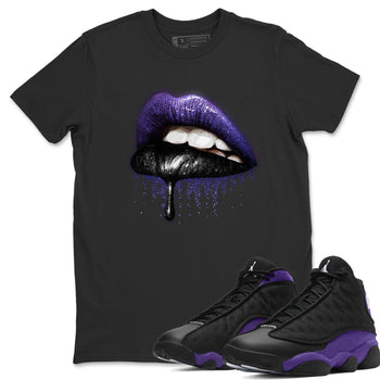 Jordan 13 Court Purple Sneaker Match Tees Dripping Lips Sneaker Tees Jordan 13 Court Purple Sneaker Release Tees Unisex Shirts