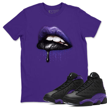 Jordan 13 Court Purple Sneaker Match Tees Dripping Lips Sneaker Tees Jordan 13 Court Purple Sneaker Release Tees Unisex Shirts