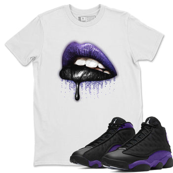 Jordan 13 Court Purple Sneaker Match Tees Dripping Lips Sneaker Tees Jordan 13 Court Purple Sneaker Release Tees Unisex Shirts