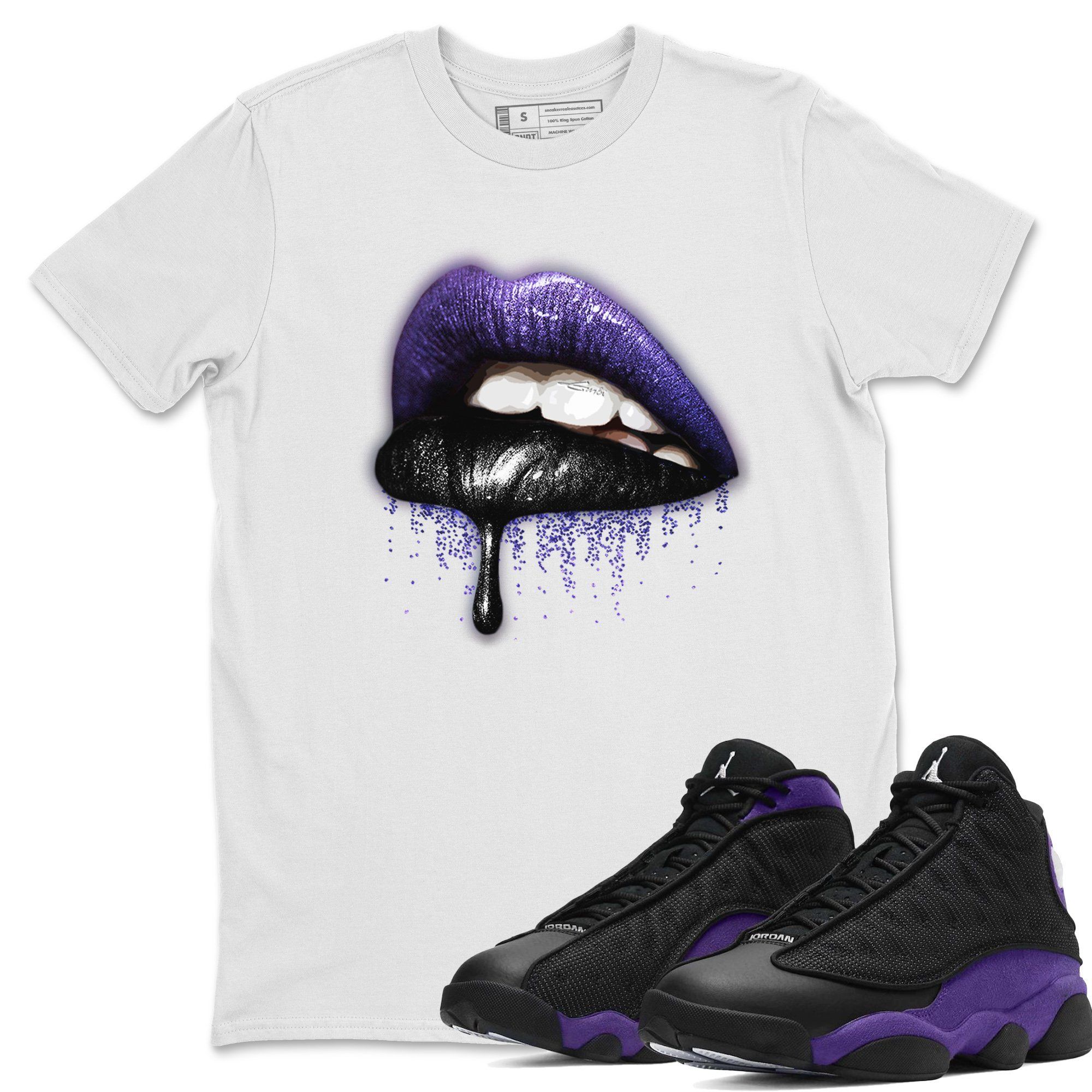 Jordan 13 Court Purple Sneaker Match Tees Dripping Lips Sneaker Tees Jordan 13 Court Purple Sneaker Release Tees Unisex Shirts