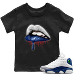 Jordan 13 French Blue Sneaker Match Tees Dripping Lips Sneaker Tees Jordan 13 French Blue Sneaker Release Tees Kids Shirts