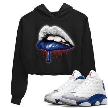 Jordan 13 French Blue Sneaker Match Tees Dripping Lips Sneaker Tees Jordan 13 French Blue Sneaker Release Tees Women's Shirts