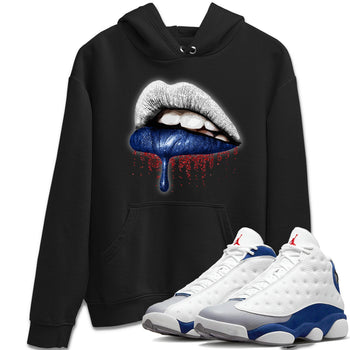 Jordan 13 French Blue Sneaker Match Tees Dripping Lips Sneaker Tees Jordan 13 French Blue Sneaker Release Tees Unisex Shirts