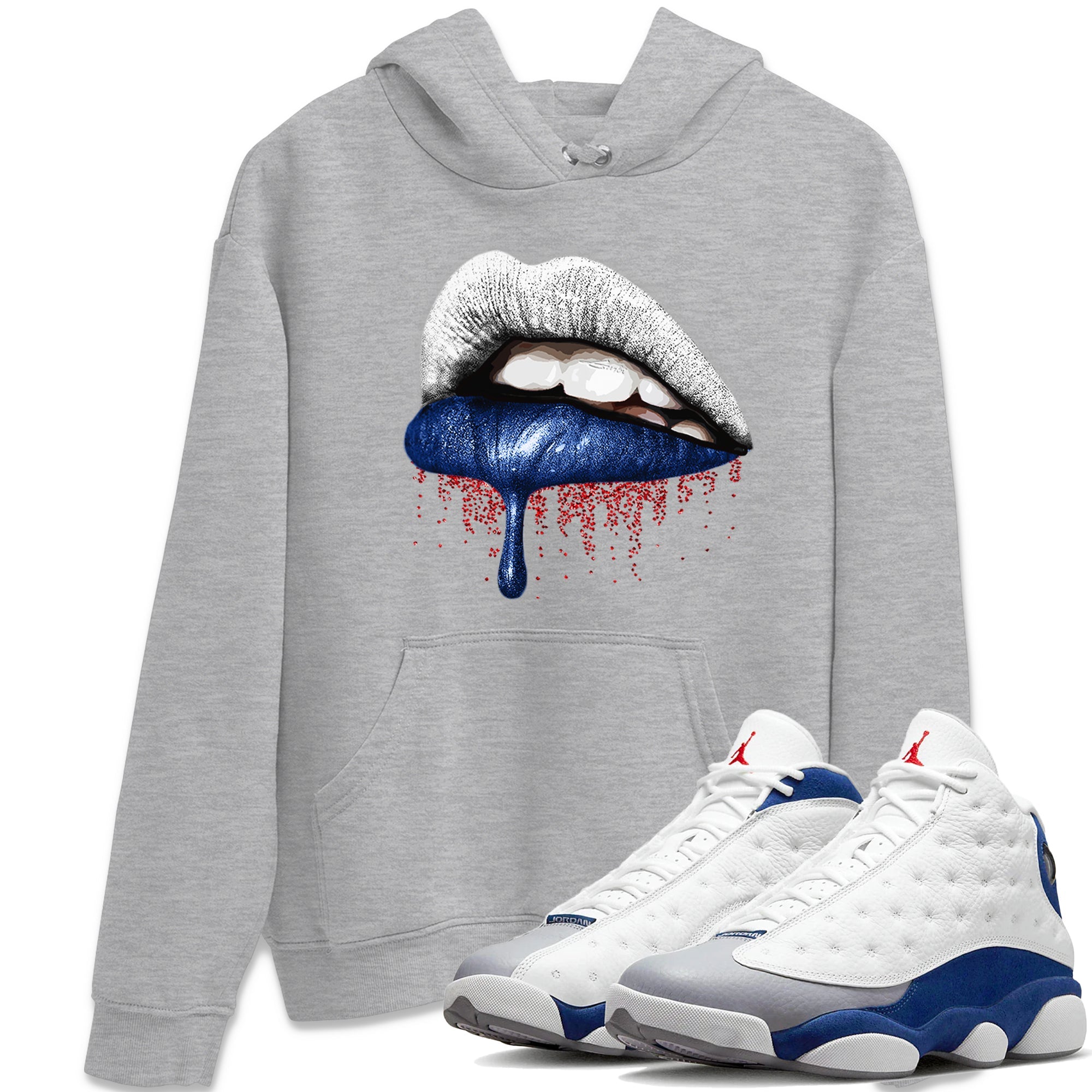 Jordan 13 French Blue Sneaker Match Tees Dripping Lips Sneaker Tees Jordan 13 French Blue Sneaker Release Tees Unisex Shirts