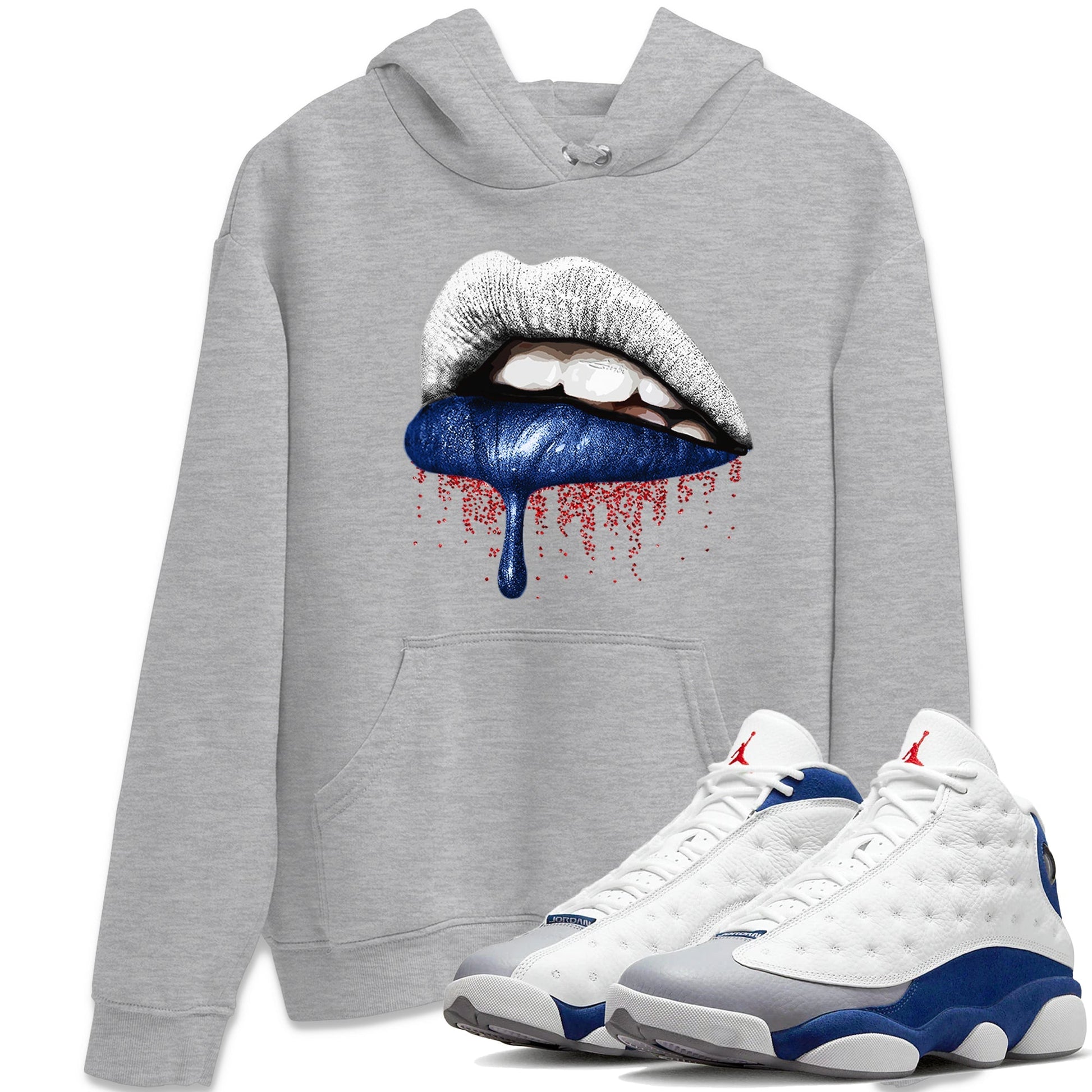 Jordan 13 French Blue Sneaker Match Tees Dripping Lips Sneaker Tees Jordan 13 French Blue Sneaker Release Tees Unisex Shirts
