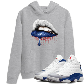 Jordan 13 French Blue Sneaker Match Tees Dripping Lips Sneaker Tees Jordan 13 French Blue Sneaker Release Tees Unisex Shirts