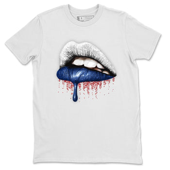 Jordan 13 French Blue Sneaker Match Tees Dripping Lips Sneaker Tees Jordan 13 French Blue Sneaker Release Tees Unisex Shirts