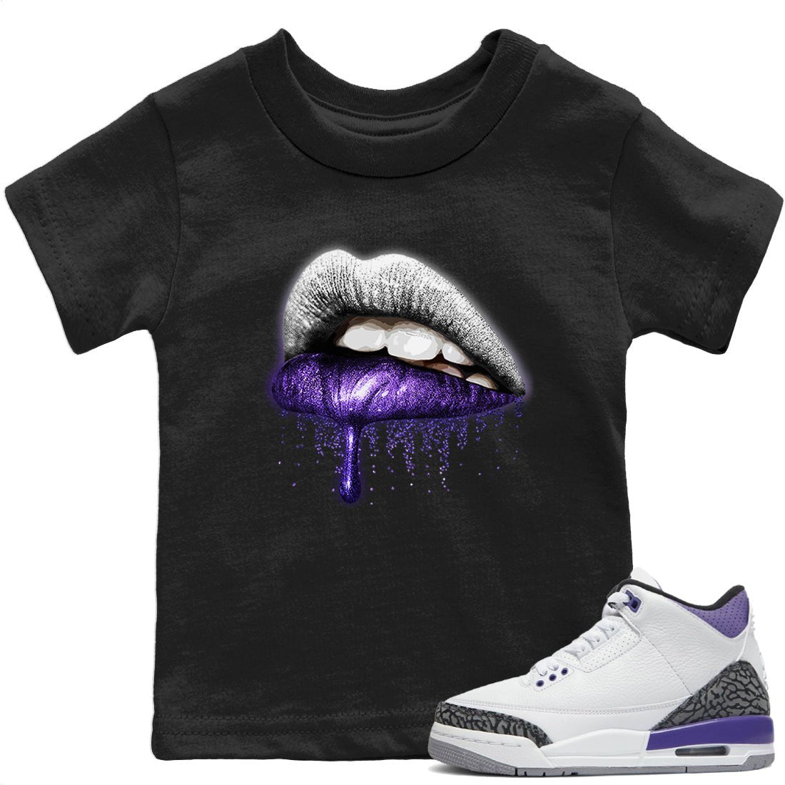 Jordan 3 Dark Iris Sneaker Match Tees Dripping Lips Sneaker Tees Jordan 3 Dark Iris Sneaker Release Tees Kids Shirts