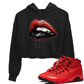 Jordan 9 Chile Red Sneaker Match Tees Dripping Lips Sneaker Tees Jordan 9 Chile Red Sneaker Release Tees Women's Shirts