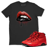 Jordan 9 Chile Red Sneaker Match Tees Dripping Lips Sneaker Tees Jordan 9 Chile Red Sneaker Release Tees Unisex Shirts