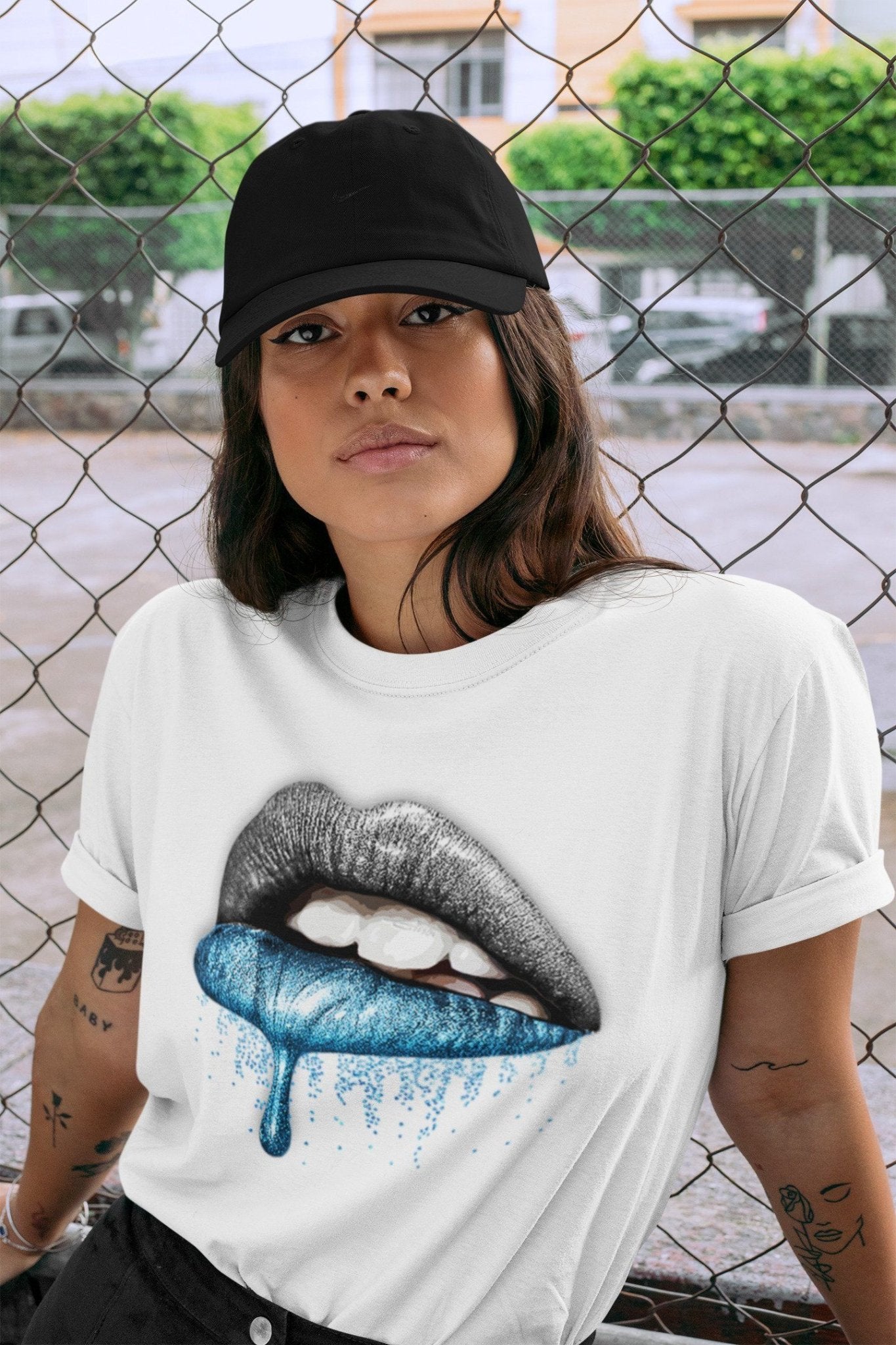 Yeezy 700 Bright Cyan Sneaker Match Tees Dripping Lips Sneaker Tees Yeezy 700 Bright Cyan Sneaker Release Tees Unisex Shirts