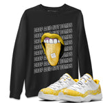 Air Jordan 11 Yellow Python Sneaker Match Tees Drop Acid Not Bombs Sneaker Tees Air Jordan 11 Snakeskin Shirts Unisex Shirts Black 1