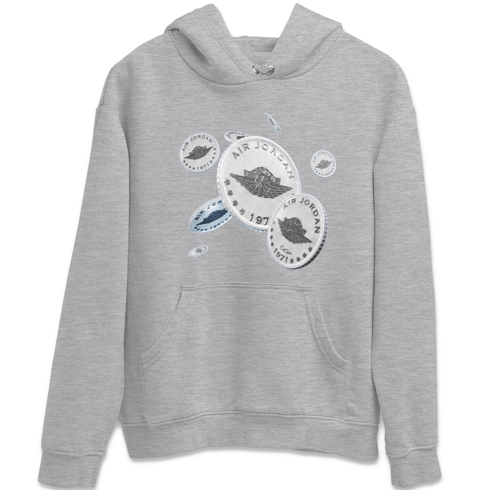 Air Jordan 11 White Cement Sneaker Match Tees Drop Coin Sneaker Tees Air Jordan 11 Cement Grey Sneaker Release Tees Unisex Shirts Heather Grey 2