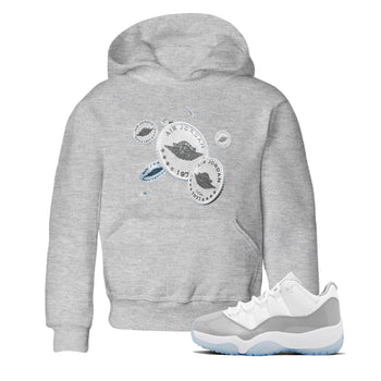 Air Jordan 11 White Cement Sneaker Match Tees Drop Coin Sneaker Tees Air Jordan 11 Cement Grey Sneaker Release Tees Kids Shirts Heather Grey 1