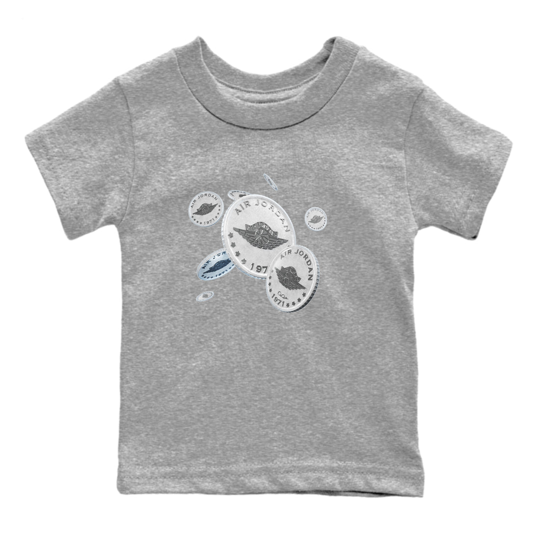 Air Jordan 11 White Cement Sneaker Match Tees Drop Coin Sneaker Tees Air Jordan 11 Cement Grey Sneaker Release Tees Kids Shirts Heather Grey 2