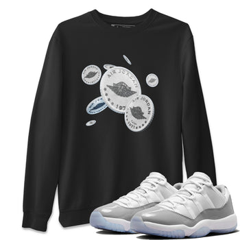 Air Jordan 11 White Cement Sneaker Match Tees Drop Coin Sneaker Tees Air Jordan 11 Cement Grey Sneaker Release Tees Unisex Shirts Black 1