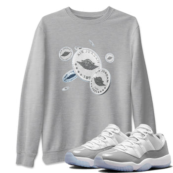 Air Jordan 11 White Cement Sneaker Match Tees Drop Coin Sneaker Tees Air Jordan 11 Cement Grey Sneaker Release Tees Unisex Shirts Heather Grey 1