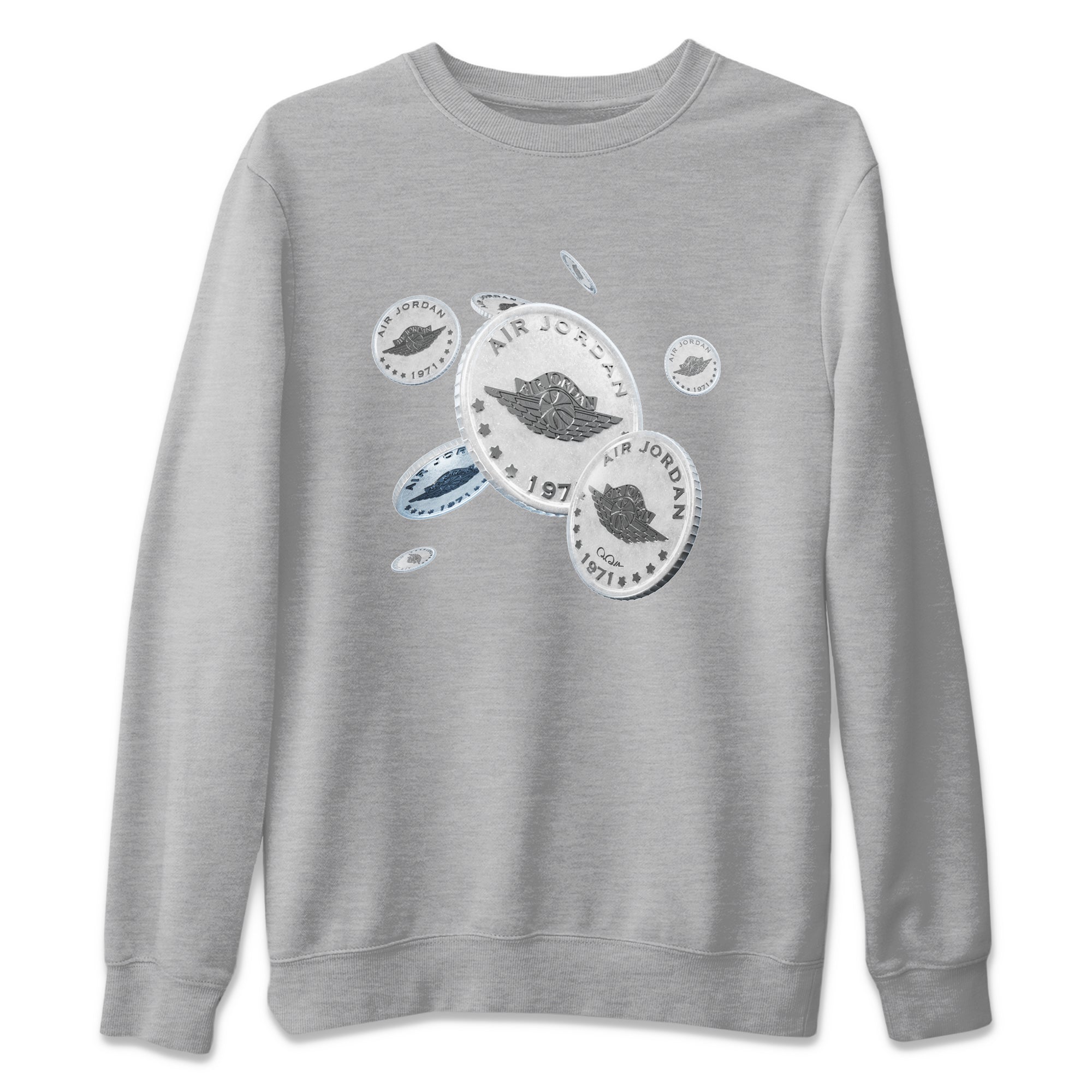 Air Jordan 11 White Cement Sneaker Match Tees Drop Coin Sneaker Tees Air Jordan 11 Cement Grey Sneaker Release Tees Unisex Shirts Heather Grey 2