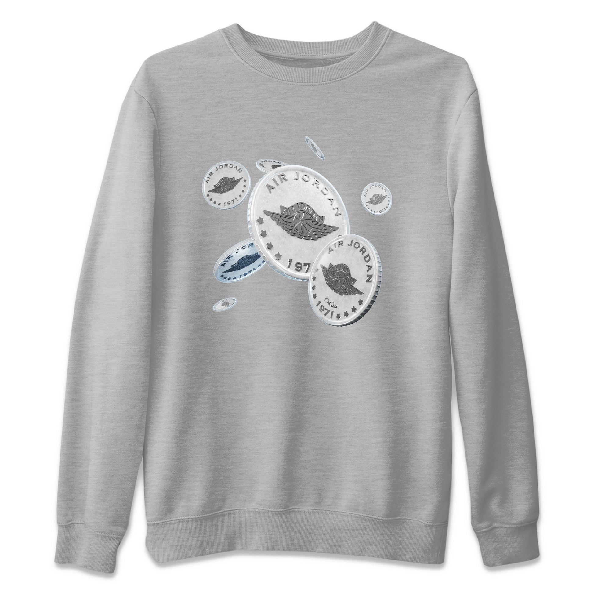 Air Jordan 11 White Cement Sneaker Match Tees Drop Coin Sneaker Tees Air Jordan 11 Cement Grey Sneaker Release Tees Unisex Shirts Heather Grey 2