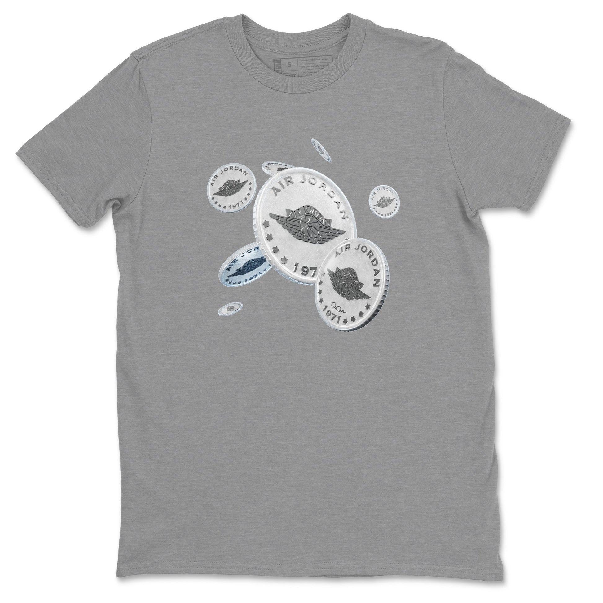 Air Jordan 11 White Cement Sneaker Match Tees Drop Coin Sneaker Tees Air Jordan 11 Cement Grey Sneaker Release Tees Unisex Shirts Heather Grey 2