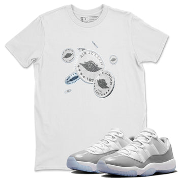 Air Jordan 11 White Cement Sneaker Match Tees Drop Coin Sneaker Tees Air Jordan 11 Cement Grey Sneaker Release Tees Unisex Shirts White 1