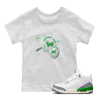 Air Jordan 3 Lucky Green Sneaker Match Tees Drop Coin Sneaker Tees AJ3 Lucky Green Sneaker Release Tees Kids Shirts White 1